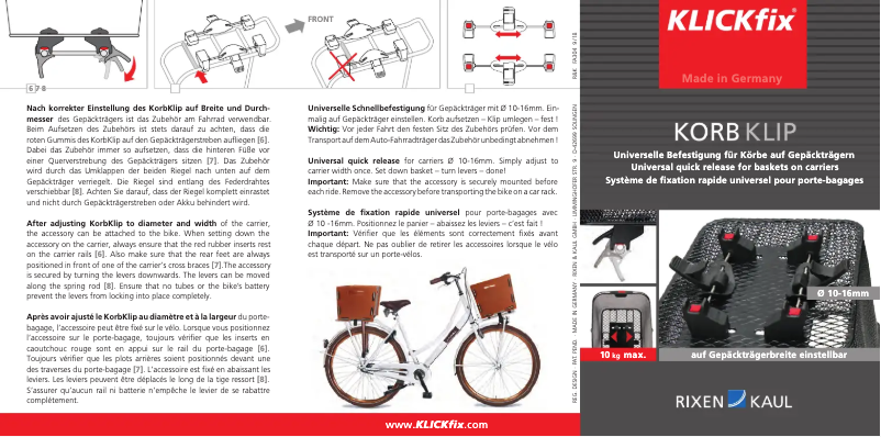 Page n°1 - Manuel utilisateur KLICKfix Korb Klip