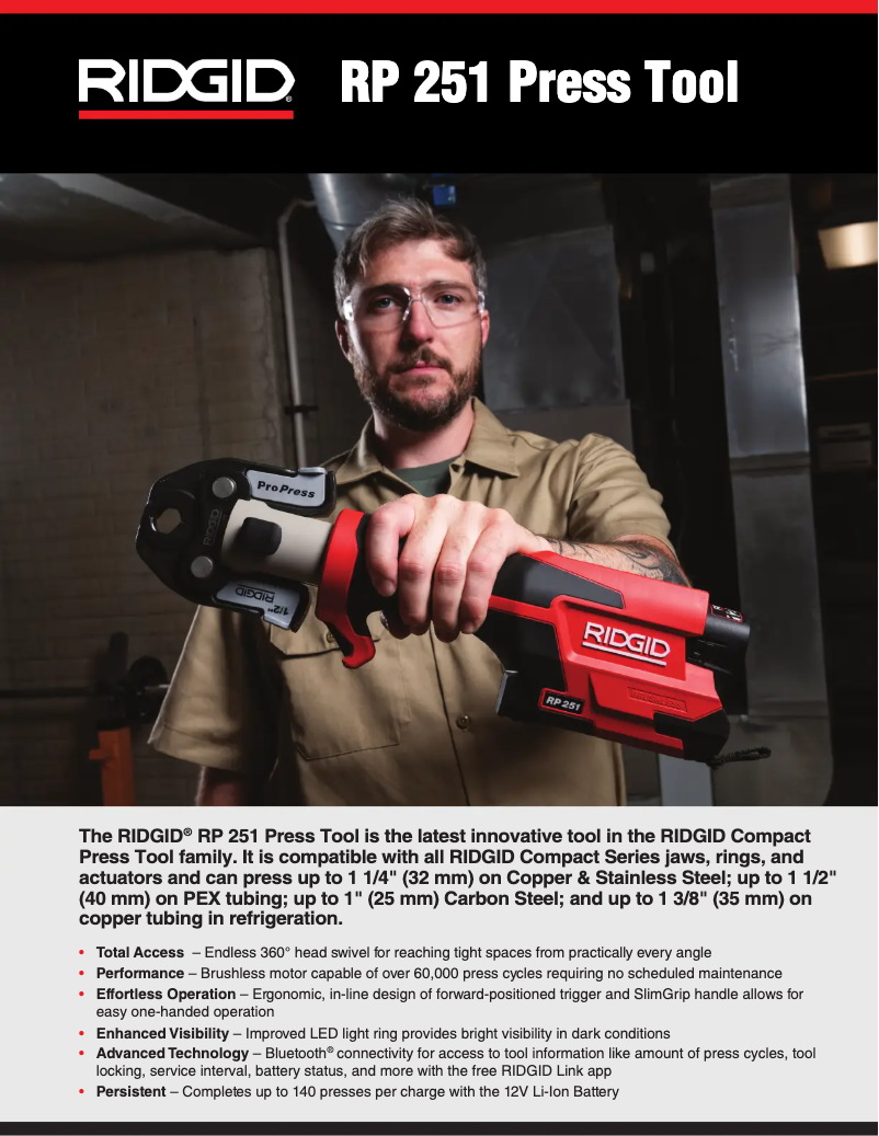 Page 1 de la notice Catalogue Ridgid RP 251