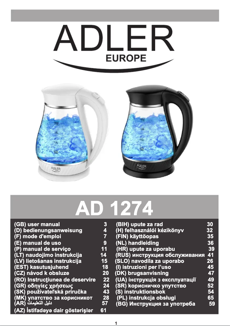 Imagen de la primera página del manual del dispositivo AD 1274