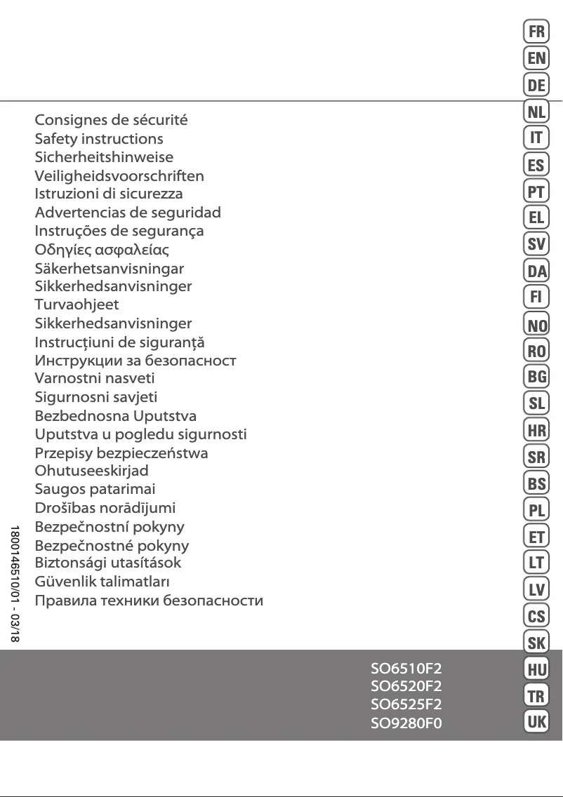 Page 1 de la notice Instructions de sécurité Rowenta Instant Comfort Aqua SO6510