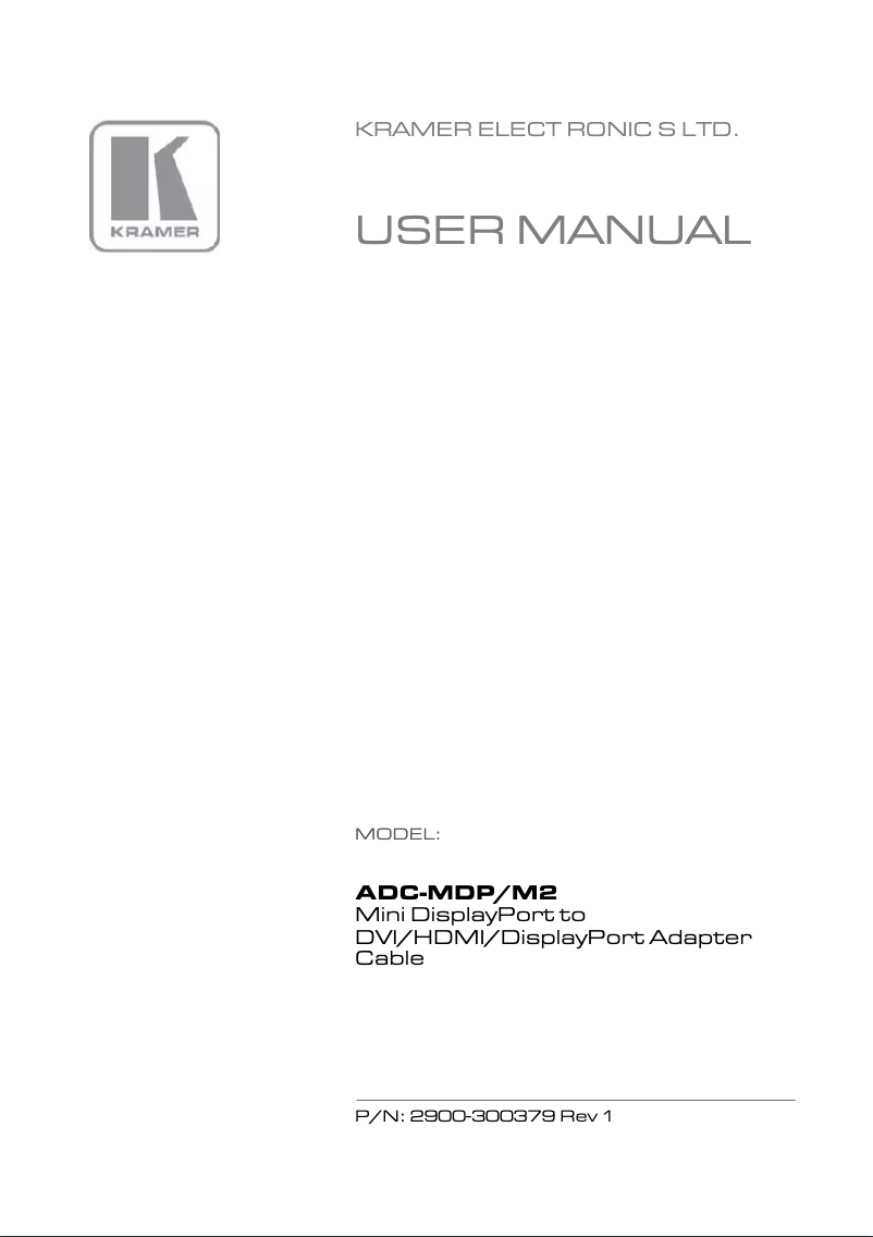 Page n°1 - Manuel utilisateur Kramer ADC-MDP/M2