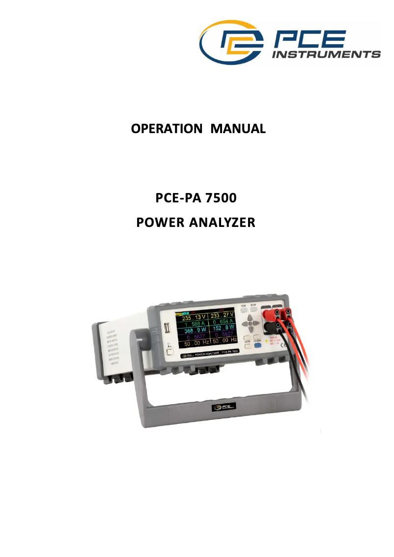 Image de la première page du manuel de l'appareil PCE-PA 7500