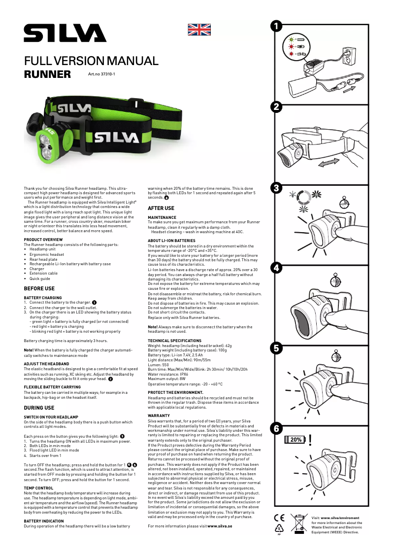 Page 1 de la notice Manuel utilisateur Silva Runner