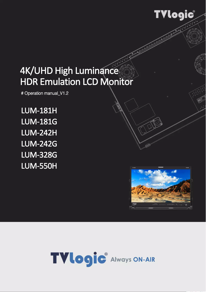 Page n°1 - Manuel utilisateur TVLogic LUM-328G