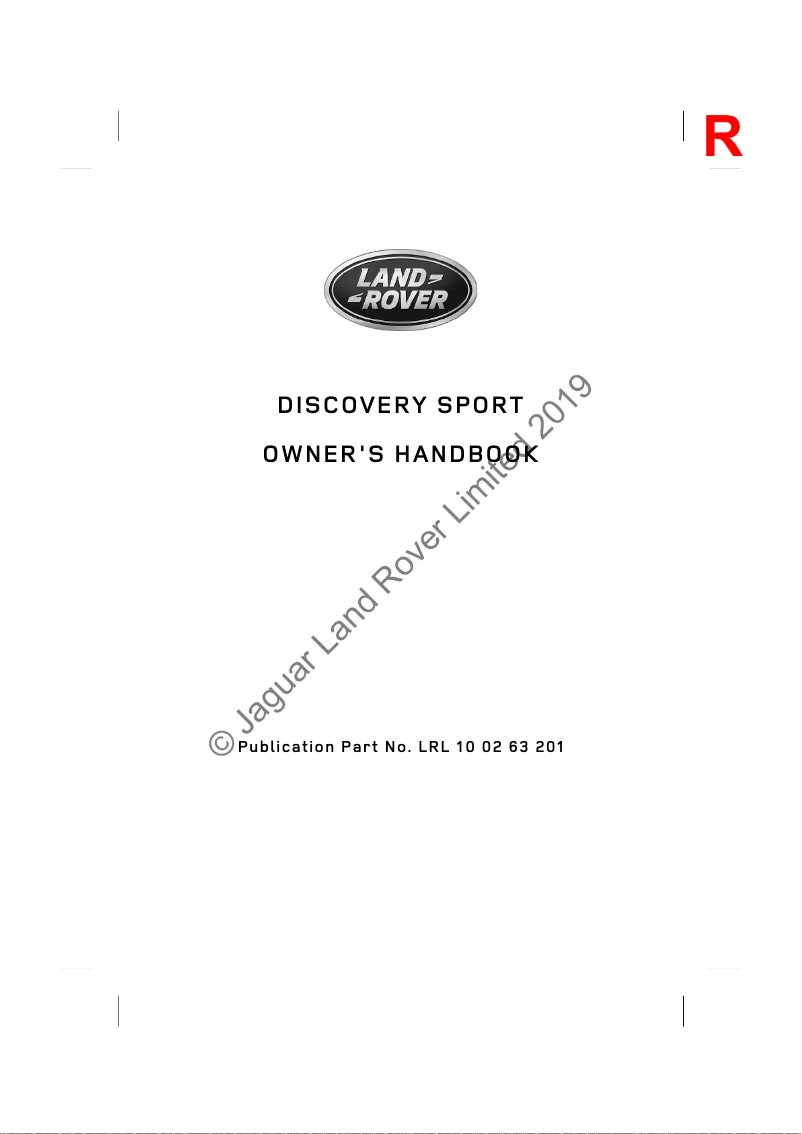 Page 1 de la notice Manuel utilisateur Land Rover Discovery Sport (2019)