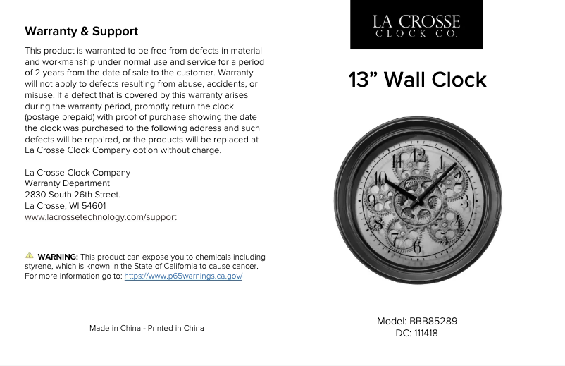 Page 1 de la notice Manuel utilisateur La Crosse Technology BBB85289