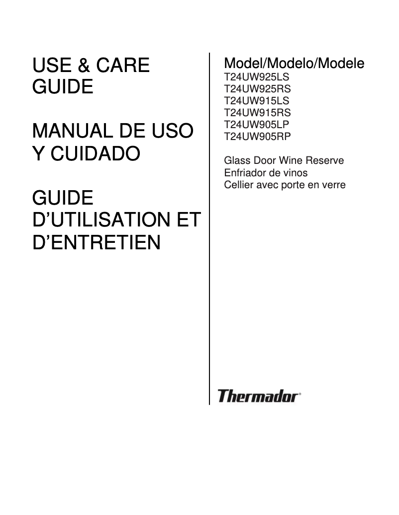 Page 1 de la notice Manuel utilisateur Thermador T24UW915RS