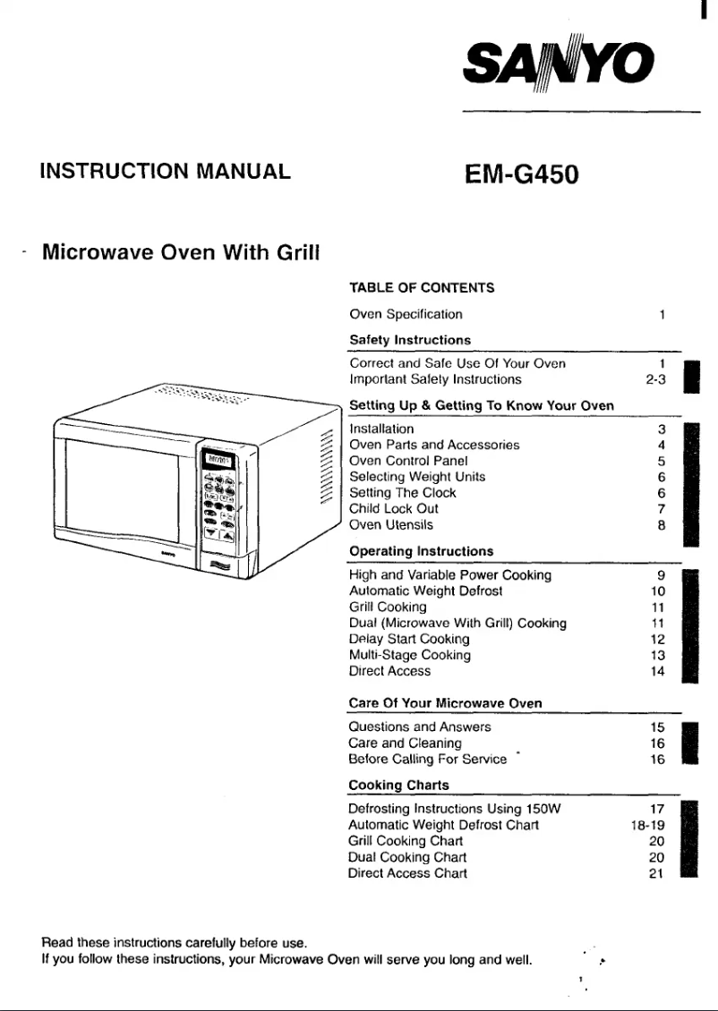 Page 1 of the manual User Manual Sanyo EM-G450