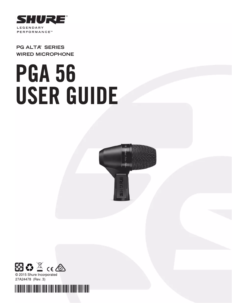 Page n°1 - Manuel utilisateur Shure PGA 56