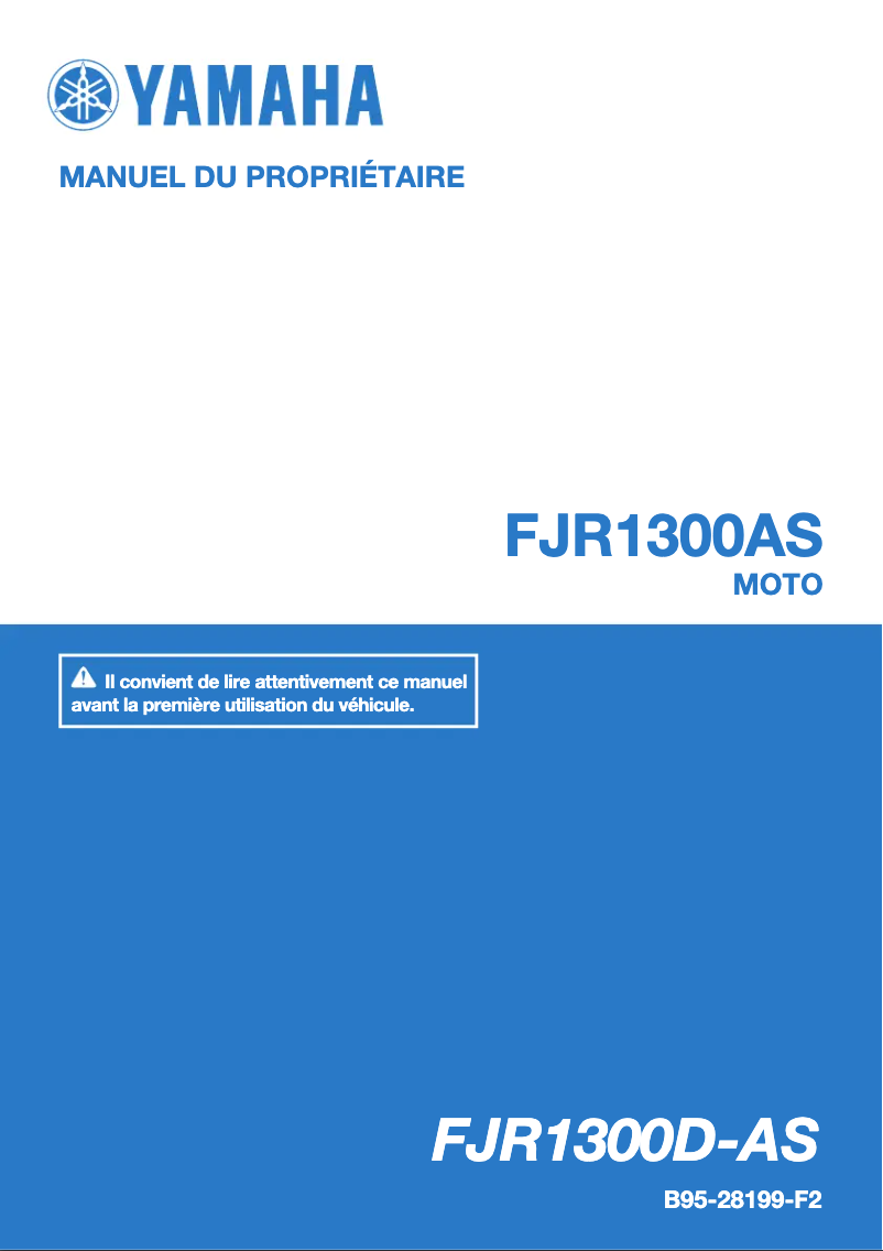 Image de la première page du manuel de l'appareil FJR1300AS (2020)