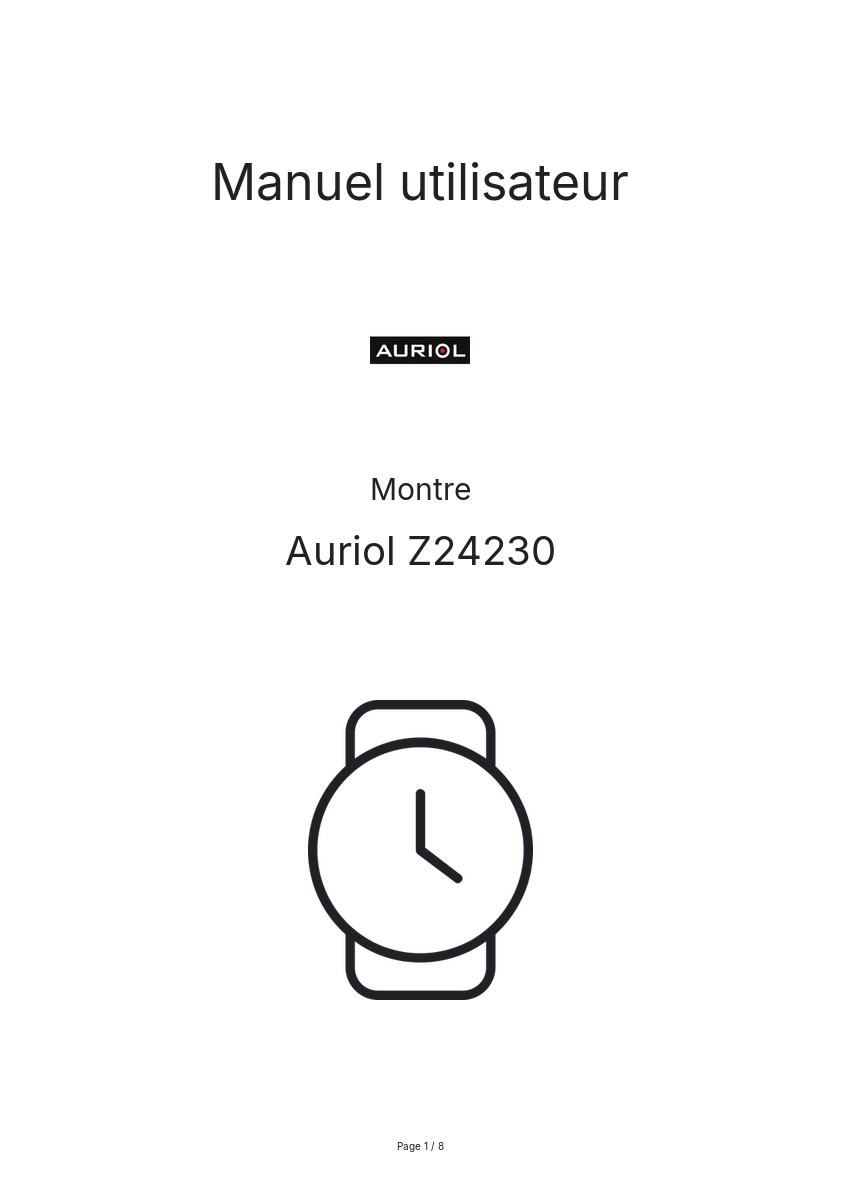 Page n°1 - Manuel utilisateur Auriol Z24230