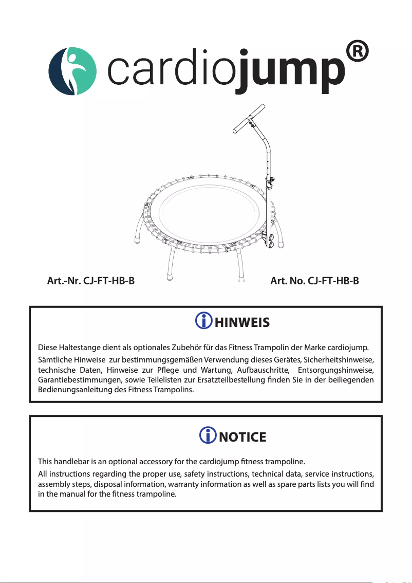 Página 1 del manual Ficha técnica Cardiojump Fitness Trampolin