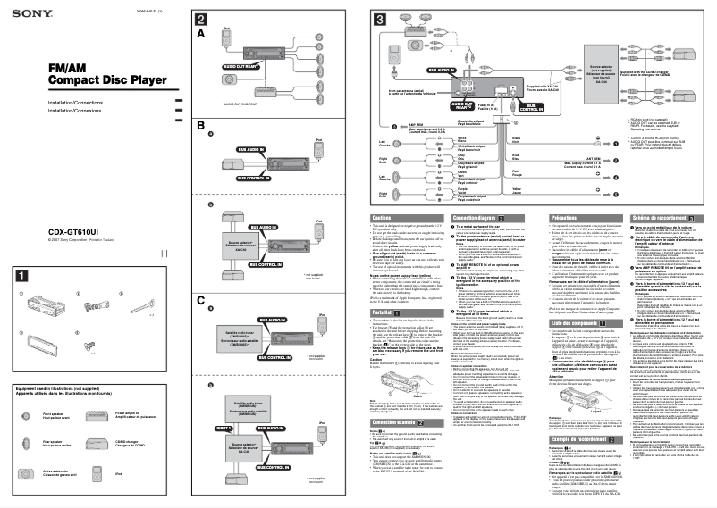 Page 1 de la notice Guide d'installation Sony CDX-GT610UI