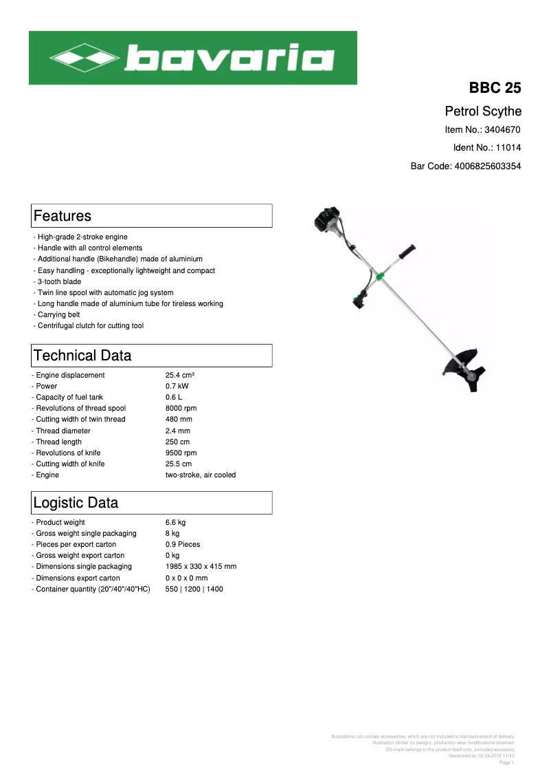 Image de la première page du manuel de l'appareil BBC 25