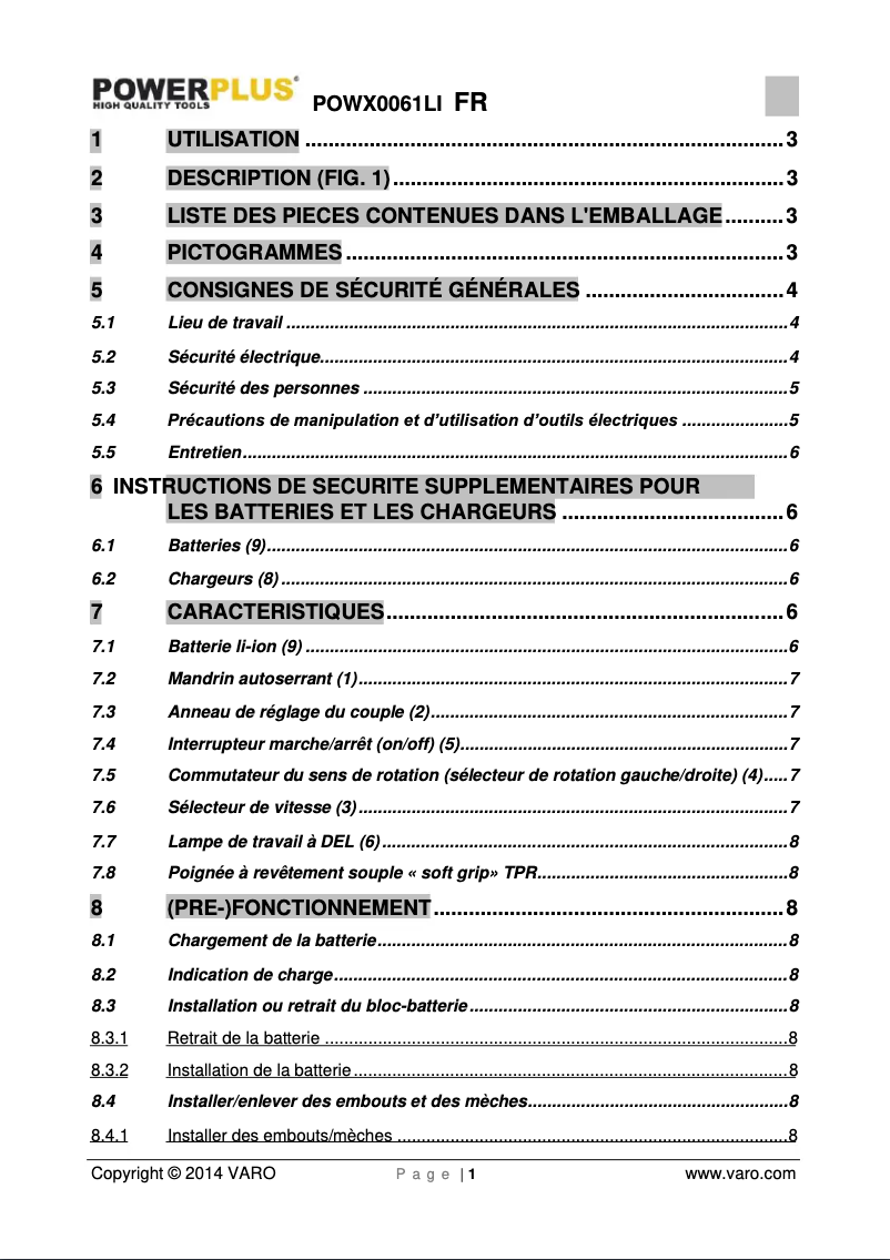 Imagen de la primera página del manual del dispositivo POWX0061LI