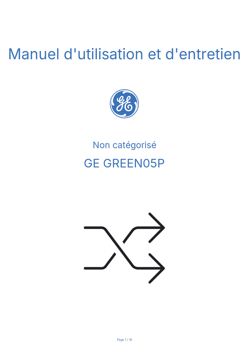 Image de la première page du manuel de l'appareil GREEN05P