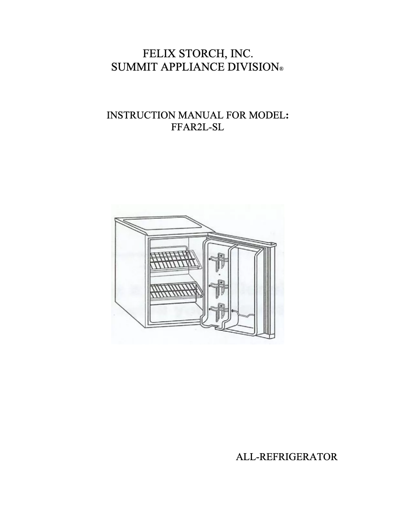 Page n°1 - Manuel utilisateur Summit FFAR2L7MED