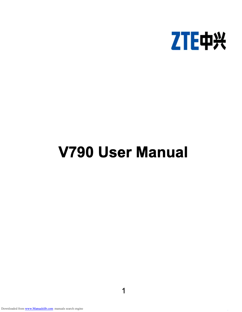 Page n°1 - Manuel utilisateur ZTE Kis III V790