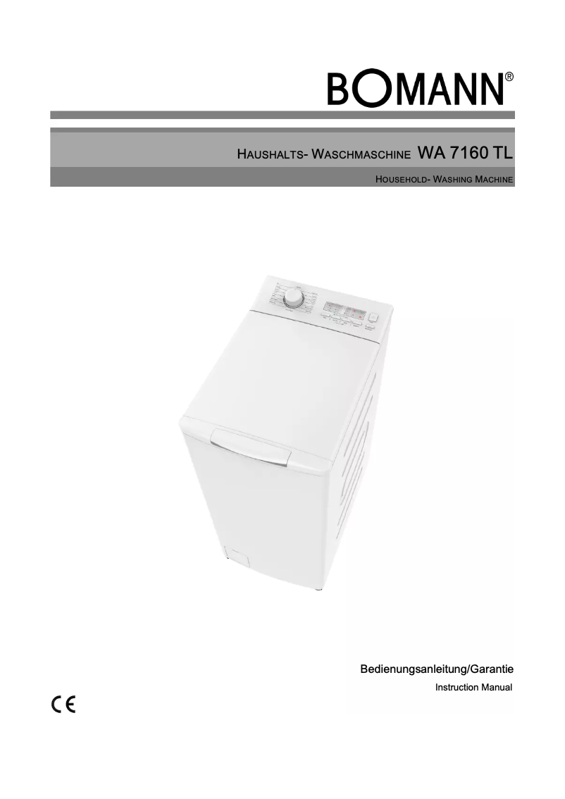 Page 1 de la notice Manuel utilisateur Bomann WA 7160 TL