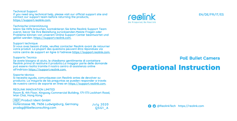 Page 1 of the manual User Manual Reolink RLC-510A