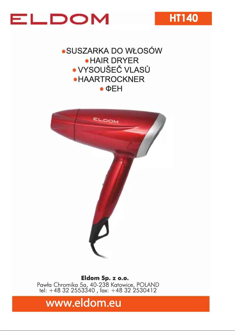 Page 1 de la notice Manuel utilisateur Eldom HT140