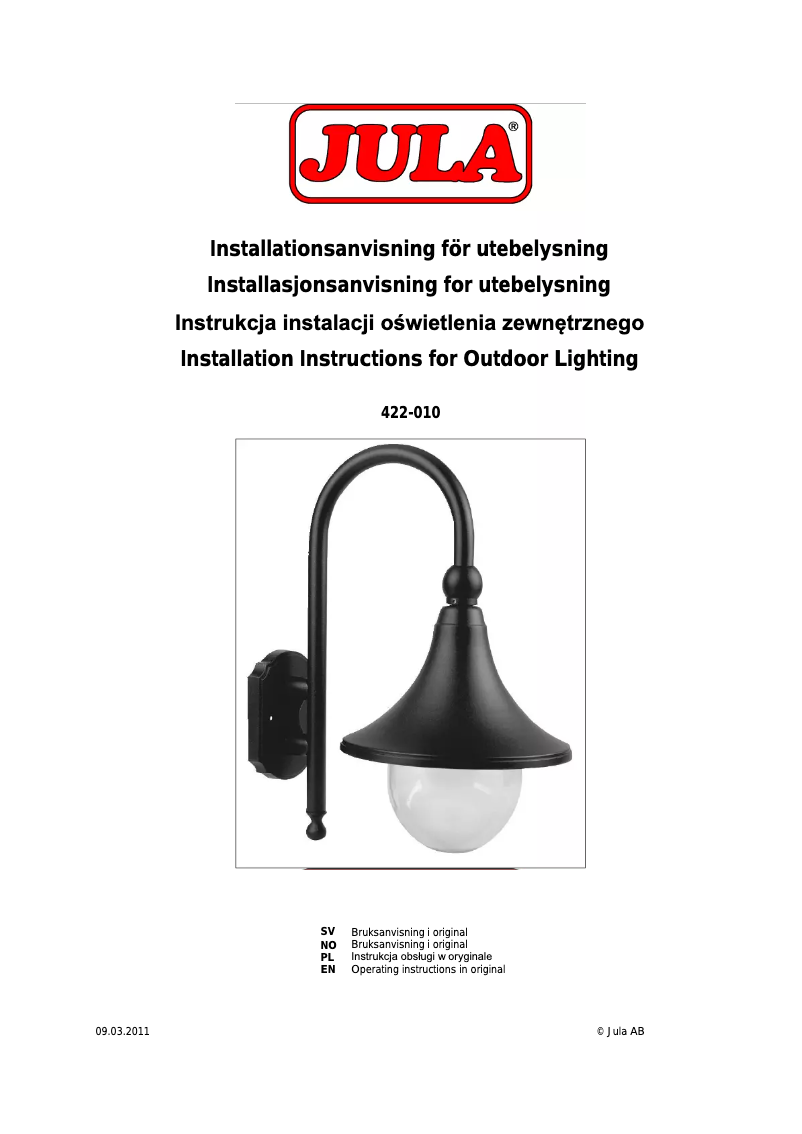 Image de la première page du manuel de l'appareil 422-010