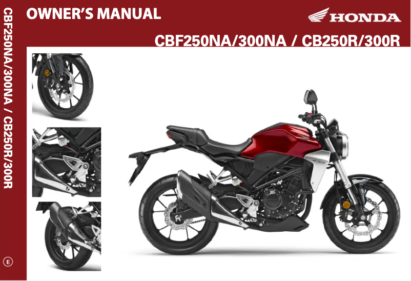Image de la première page du manuel de l'appareil CB250R (2018)
