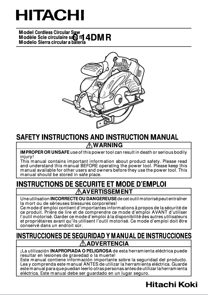 Page 1 de la notice Manuel utilisateur Hitachi C 14DMR