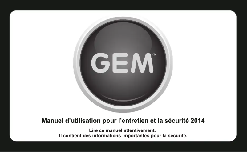 Page 1 de la notice Manuel utilisateur GEM INTL (2014)