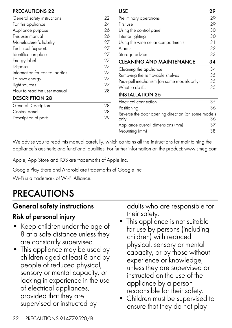 Page 1 de la notice Brochure Smeg CVI121N3