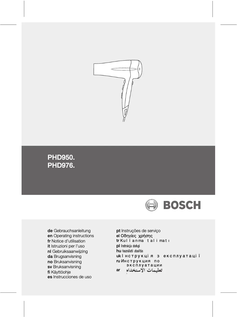 Page n°1 - Manuel utilisateur Bosch PHD9500 ProSalon Home
