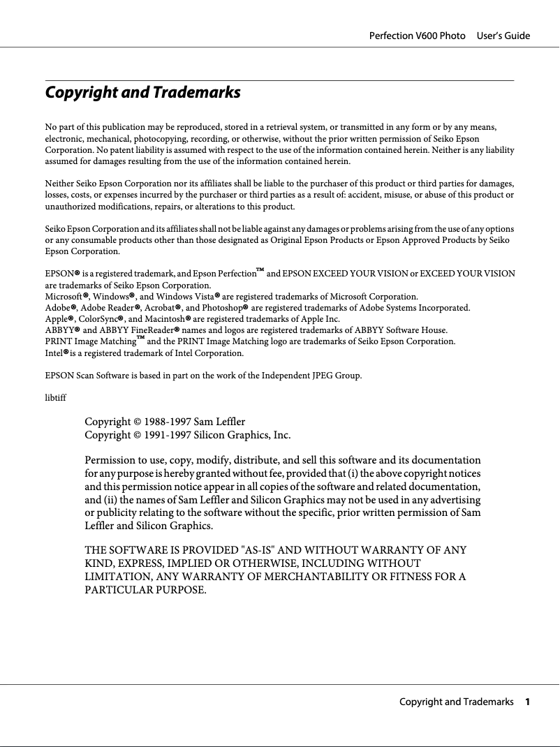 Página 1 del manual Manual de usuario Epson Perfection V600 Photo