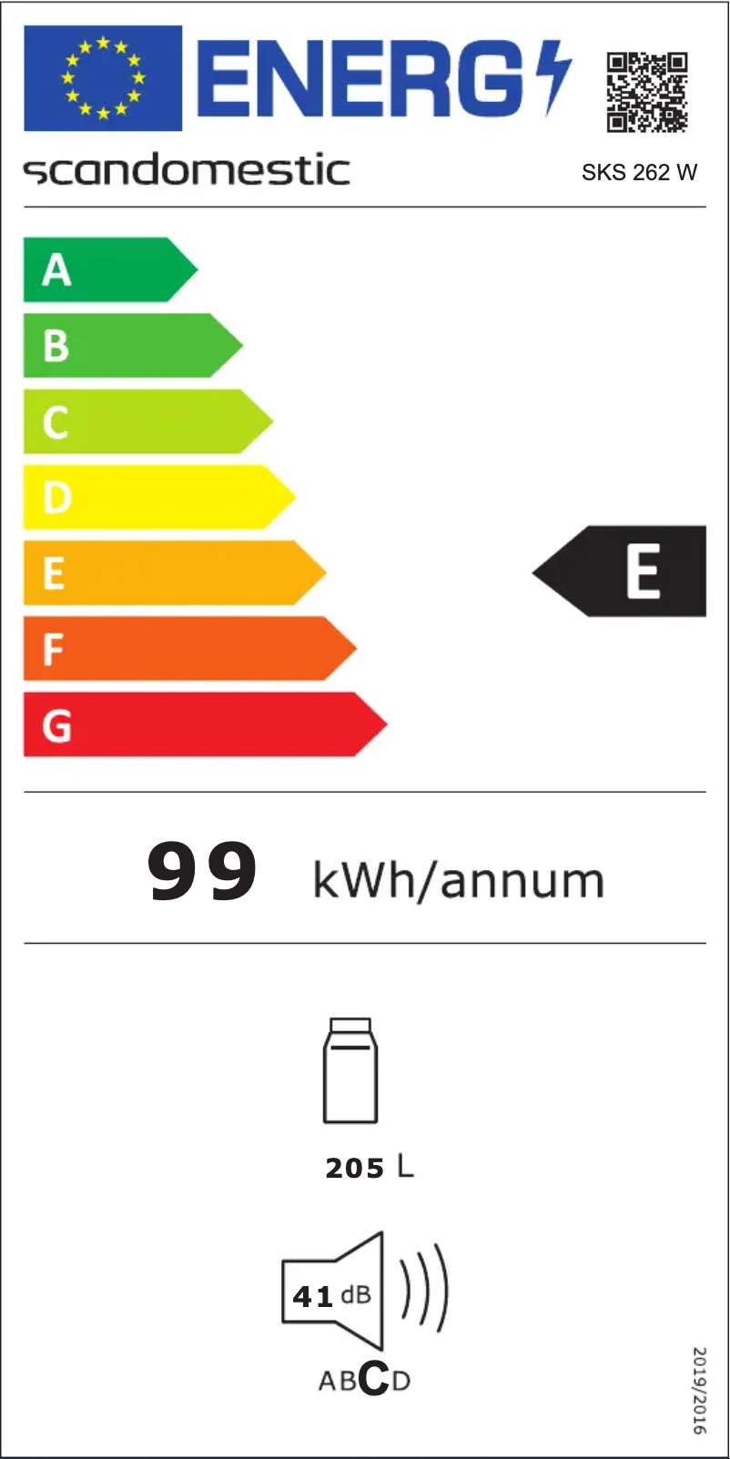 Page n°1 - Label énergétique Scandomestic SKS 262 W