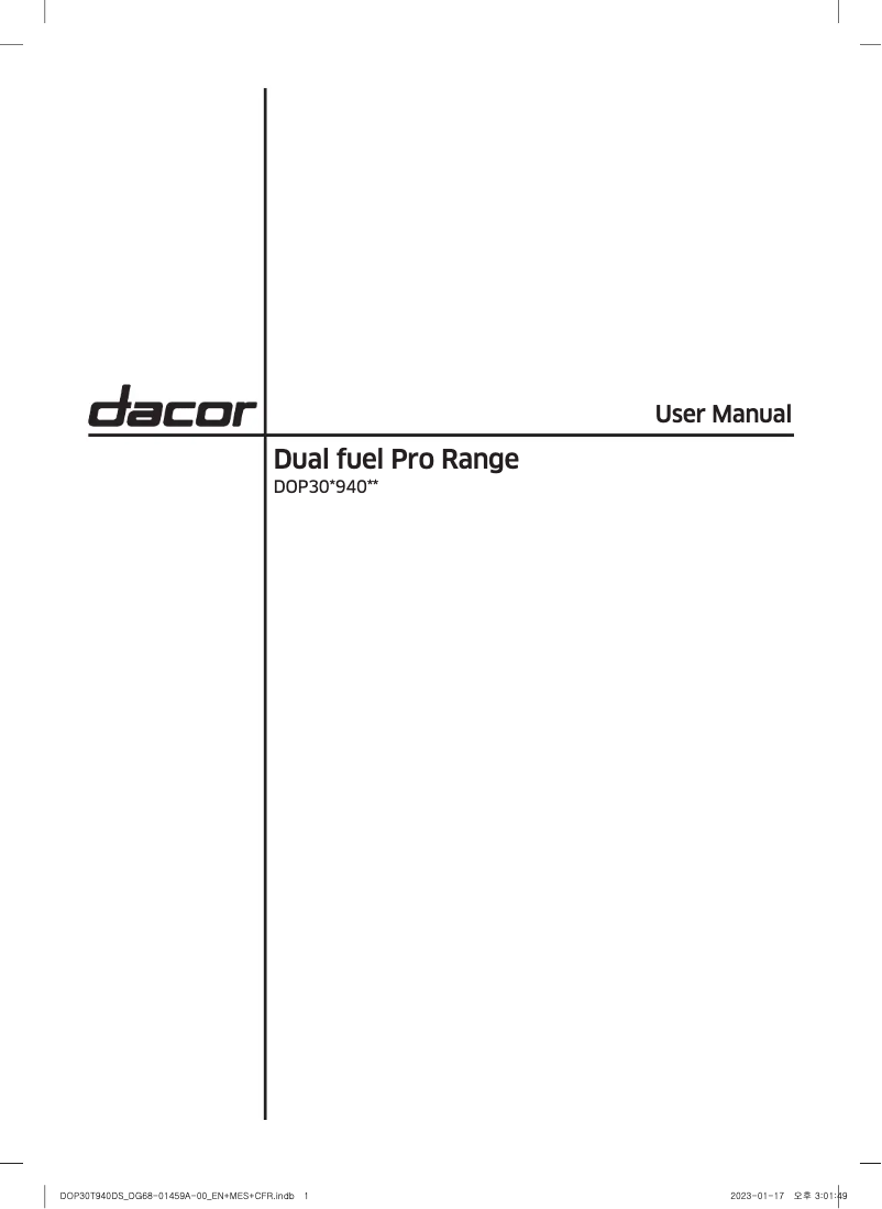 Page 1 de la notice Manuel utilisateur Dacor DOP30T940DS