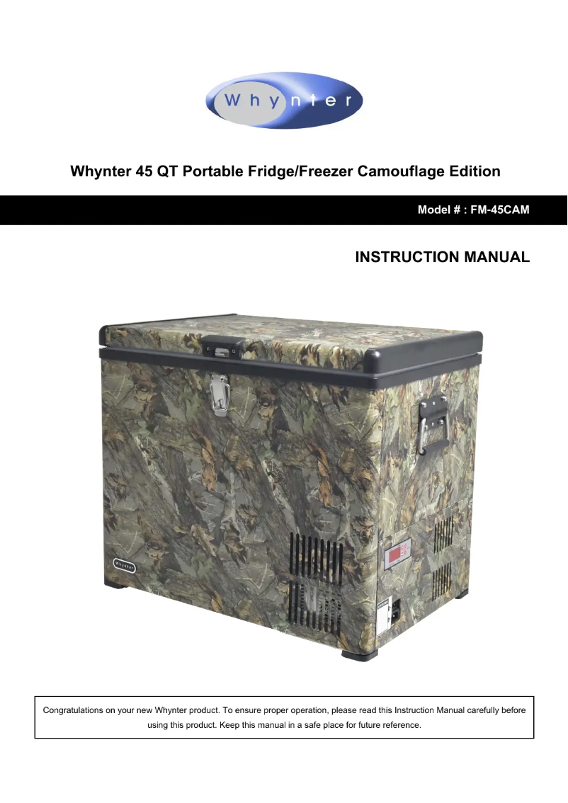 Page n°1 - Manuel utilisateur Whynter FM-45CAM