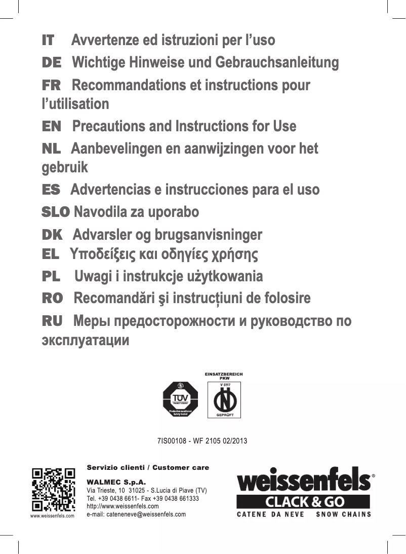 Image de la première page du manuel de l'appareil SUV RTS Clack & Go