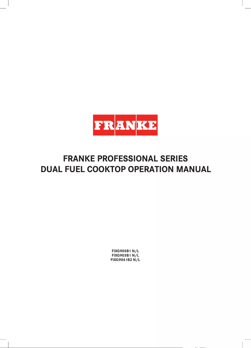 Page n°1 - Manuel utilisateur Franke FIXG903B1N