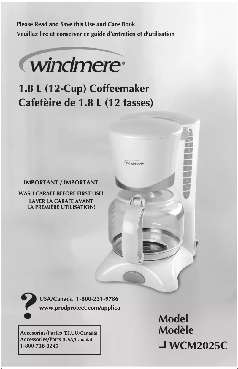 Page 1 de la notice Manuel utilisateur Windmere WCM2025C
