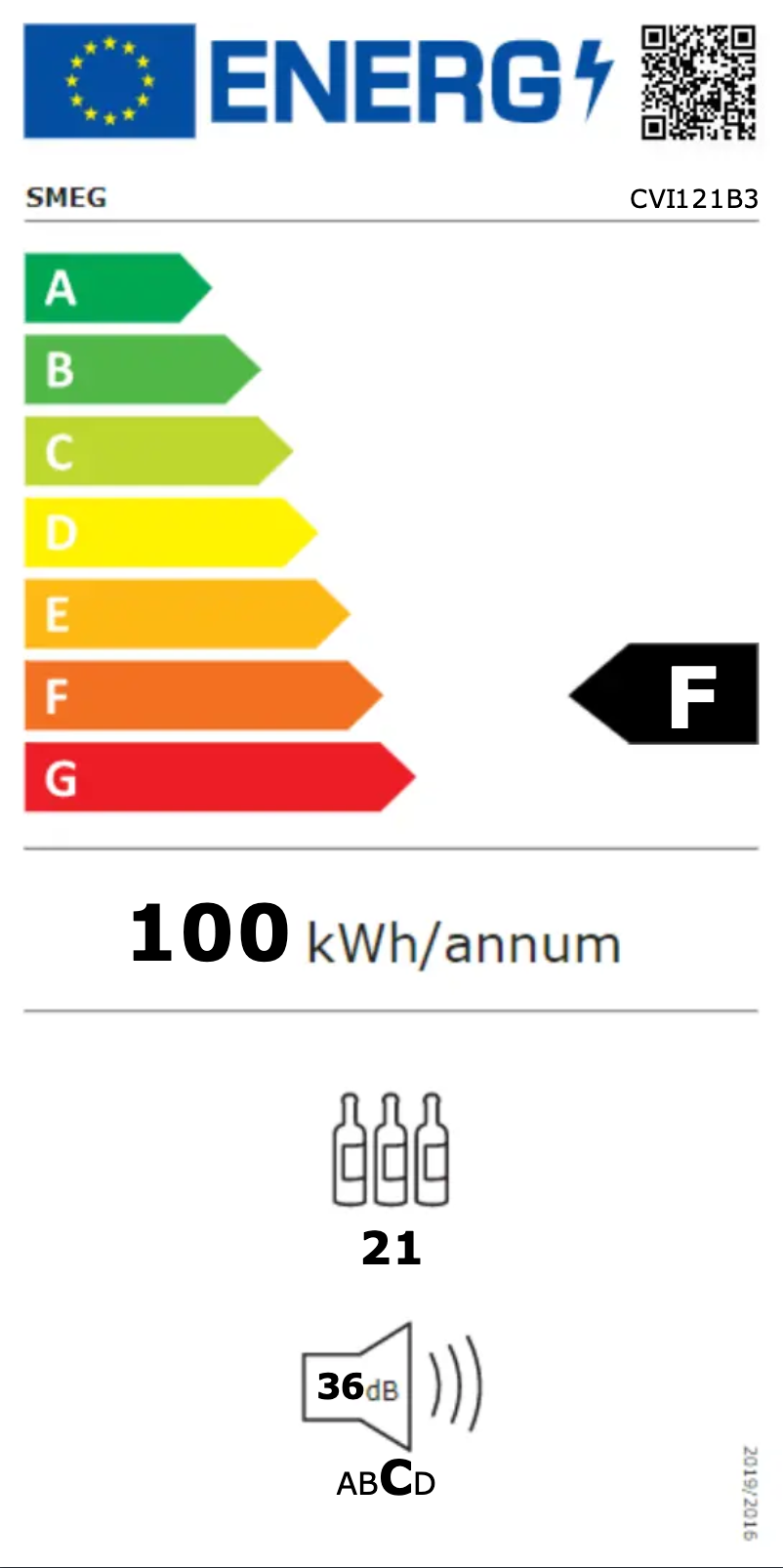 Page n°1 - Label énergétique Smeg CVI121B3
