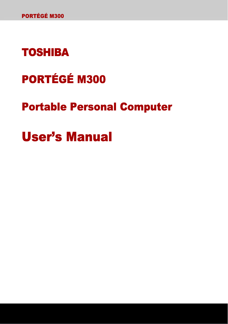 Page 1 de la notice Manuel utilisateur Toshiba Portege M300