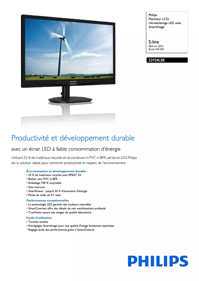 First page image of the manual for Brilliance 231S4LSB