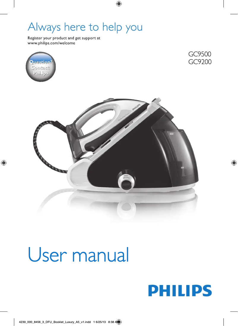 Imagen de la primera página del manual del dispositivo PerfectCare Expert GC9241