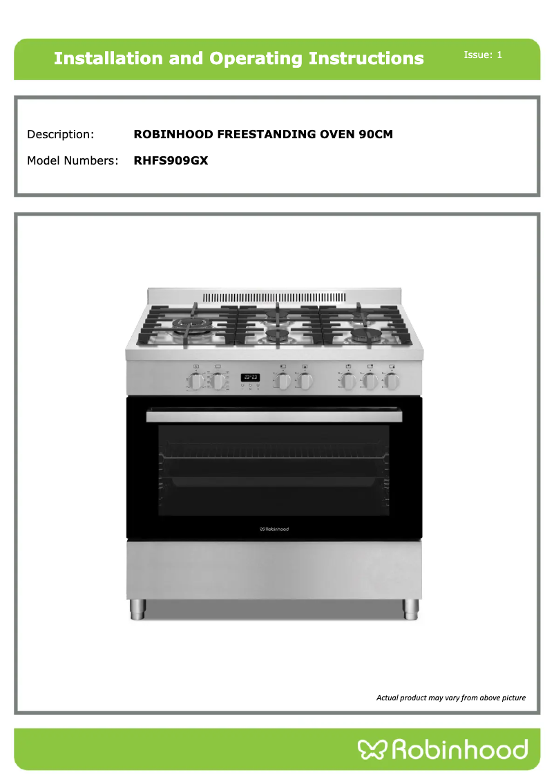 Página 1 del manual Instrucciones / montaje Robinhood RHFS909GX