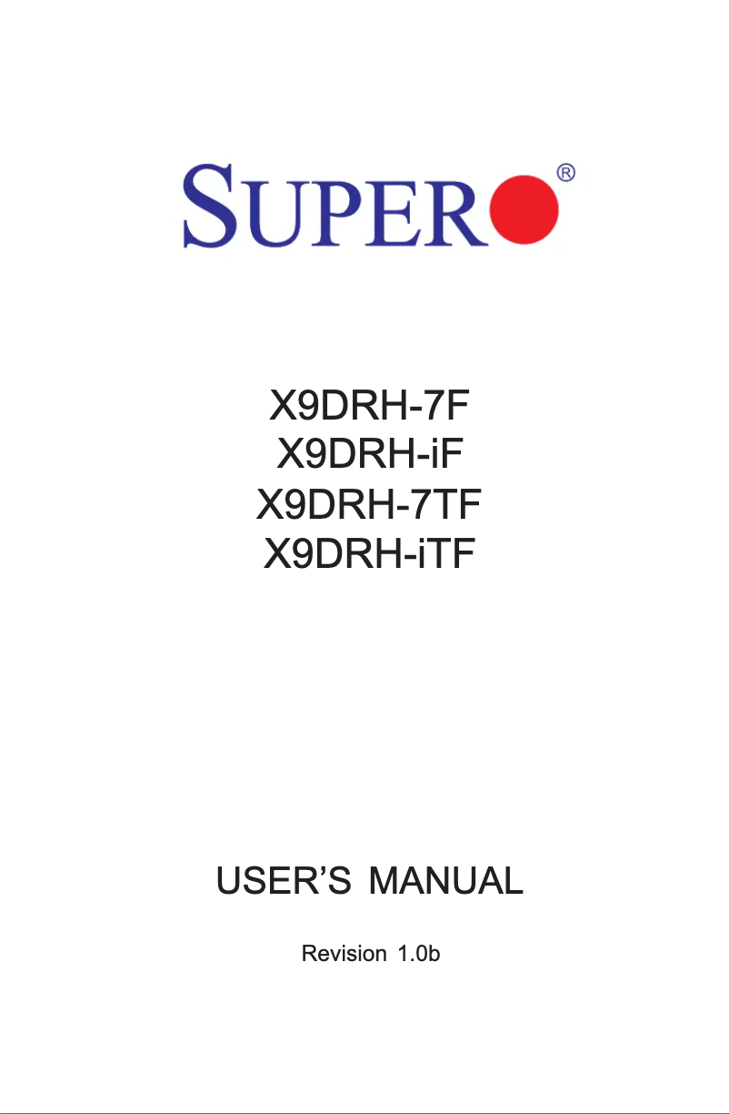 Page 1 de la notice Manuel utilisateur Supermicro MBD-X9DRH-IF-B