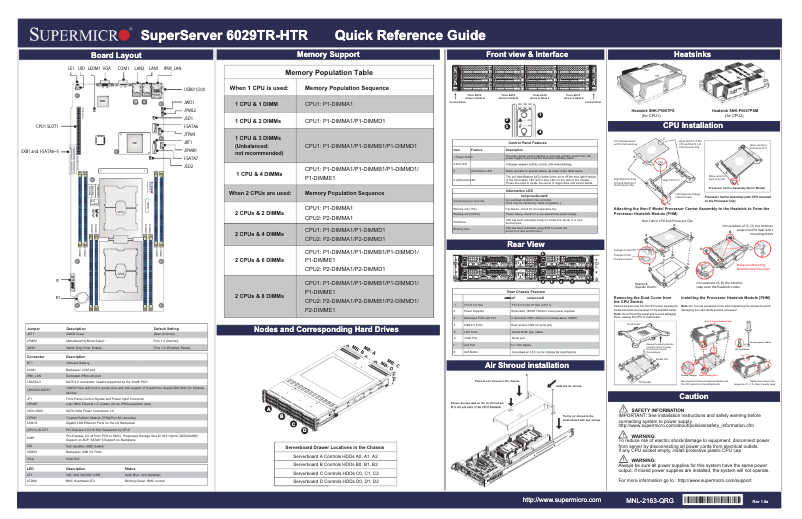 Page 1 de la notice Guide de démarrage rapide Supermicro SuperServer 6029TR-HTR