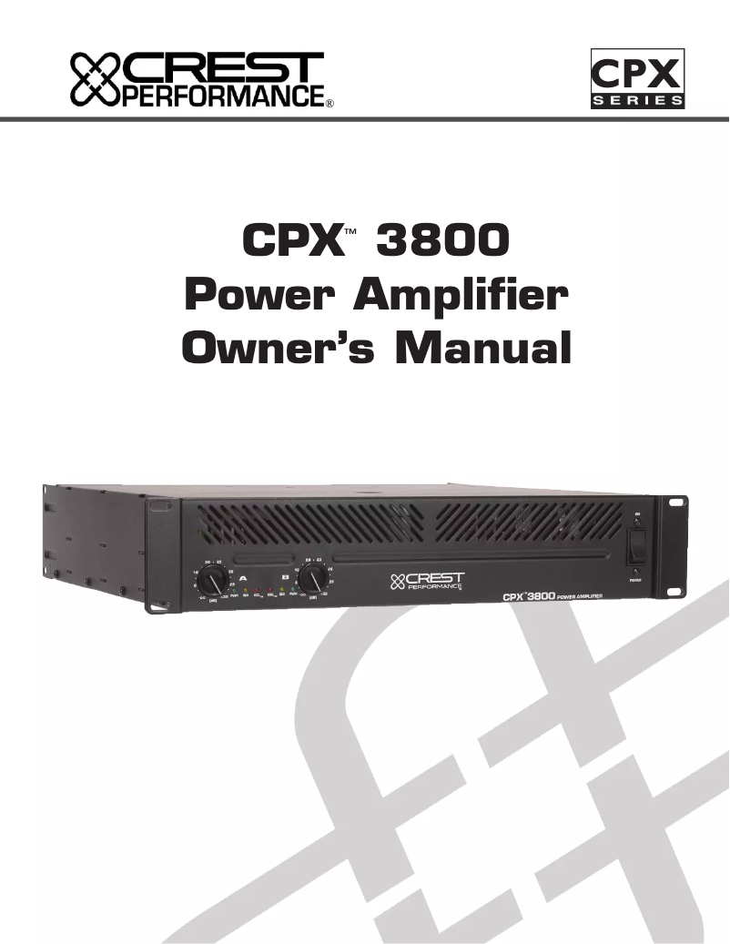 Page 1 de la notice Manuel utilisateur Crest Audio CPX 3800