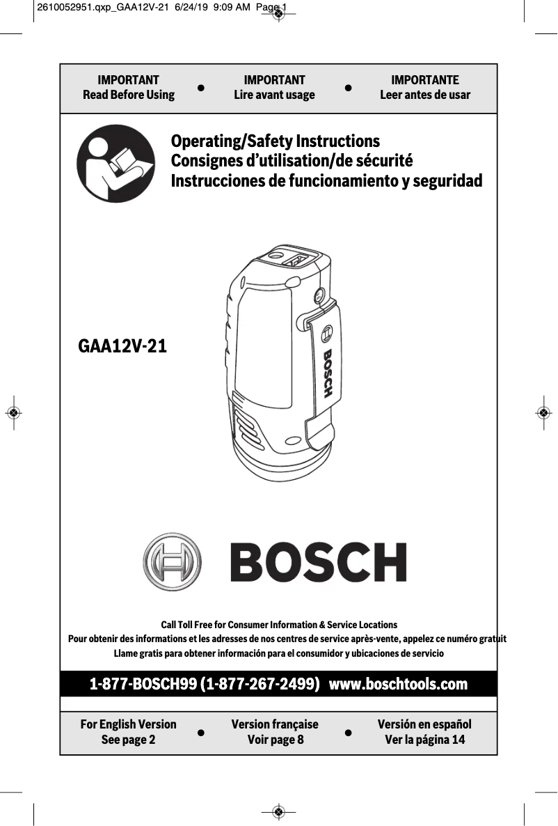 Página 1 del manual Manual de usuario Bosch GAA12V-21N