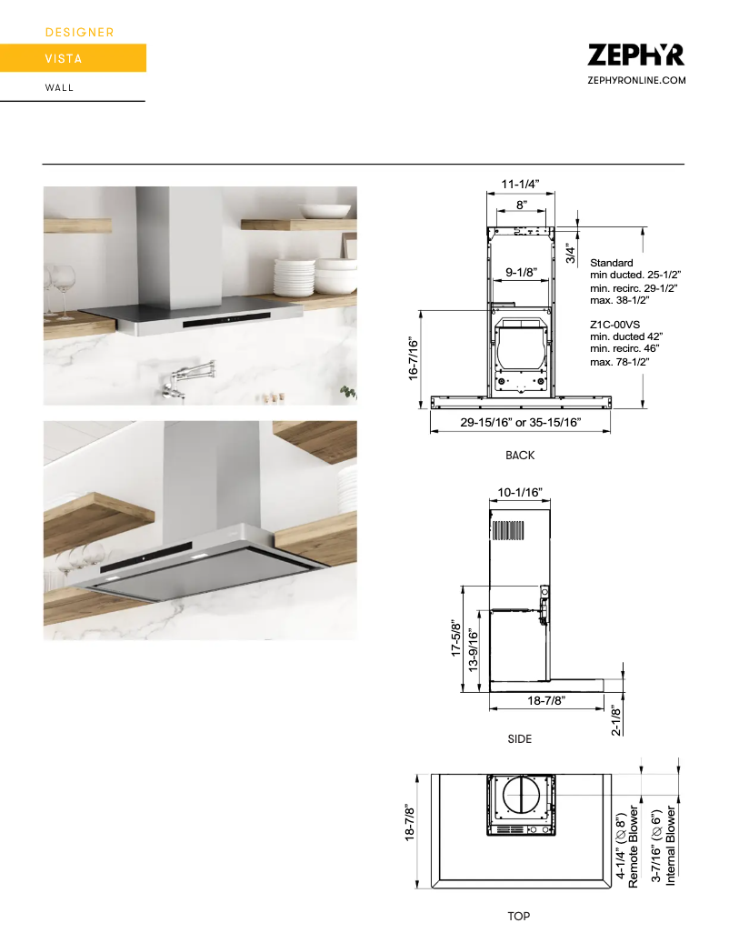 Page n°1 - Fiche technique Zephyr DVS-E36ASSX