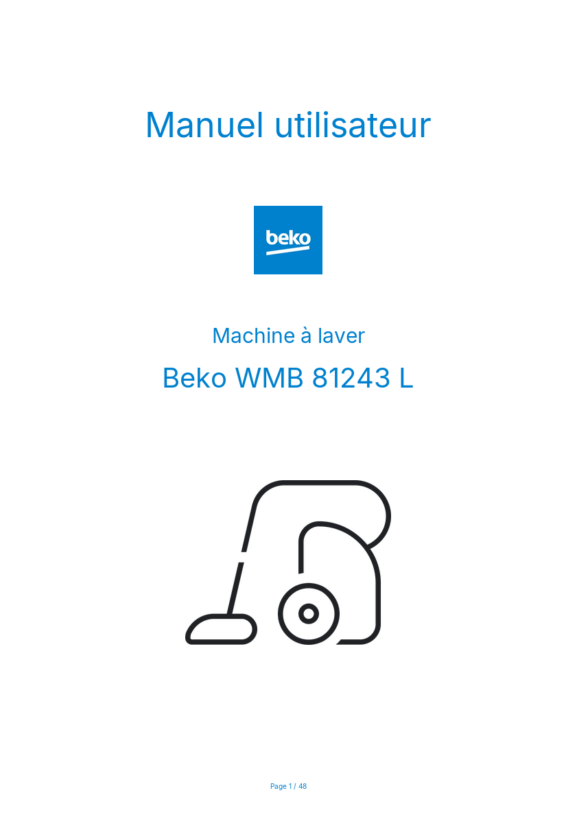 Page n°1 - Manuel utilisateur Beko WMB 81243 L