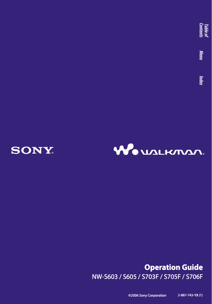 Page n°1 - Manuel utilisateur Sony Walkman NW-S705F